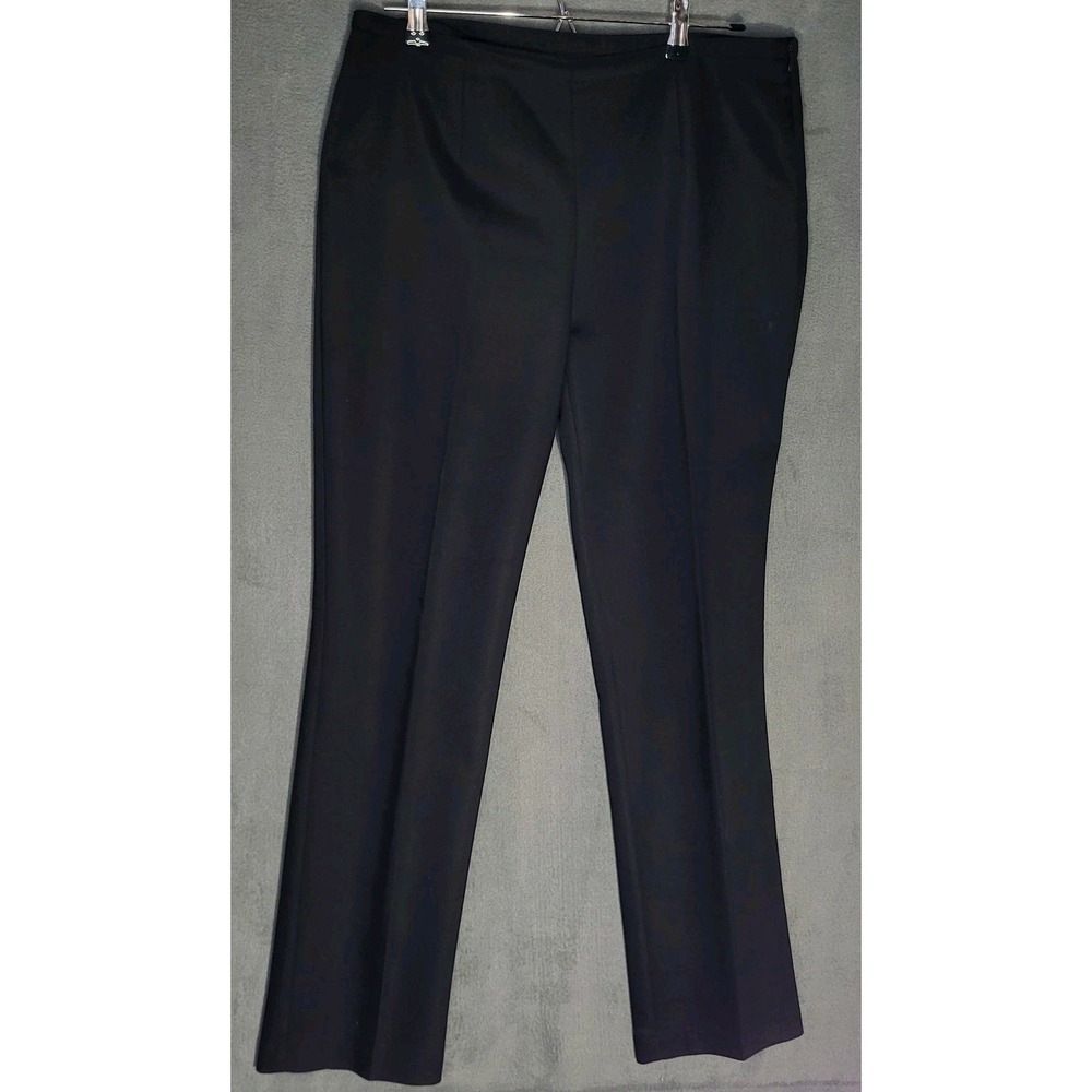 Chico's Women's  Dress Pants Sz 10 (1.5) Black Flat Front Side Zip Straight‎ Leg